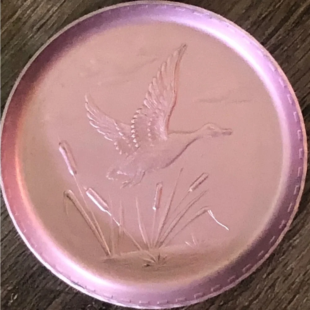 Vintage Set of 6 Aluminum Coasters MCM Pastel Flying Mallard Duck‎ 3.25